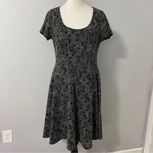 Torrid Black and Gray A-Line Midi Dress Scoop Neck Short Sleeve